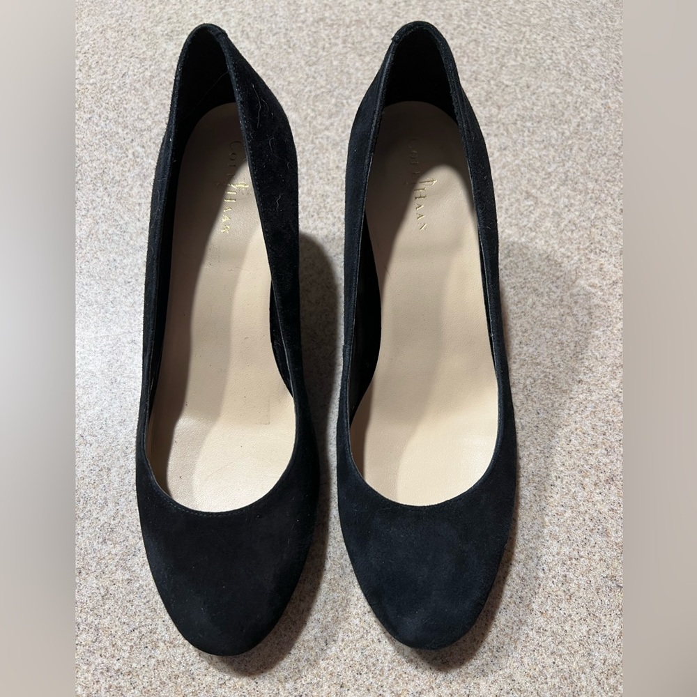 Cole Haan black small platform pumps heels size 7 1/2 Nike air- like new